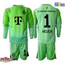 Camiseta Bayern Munich Manuel Neuer #1 Portero Primera Equipación para niños 2025-26 manga larga (+ pantalones cortos)